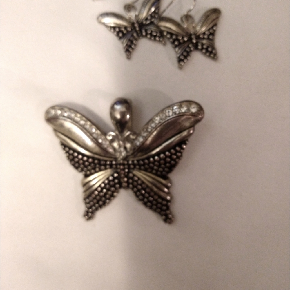 Butterfly charm and earrings